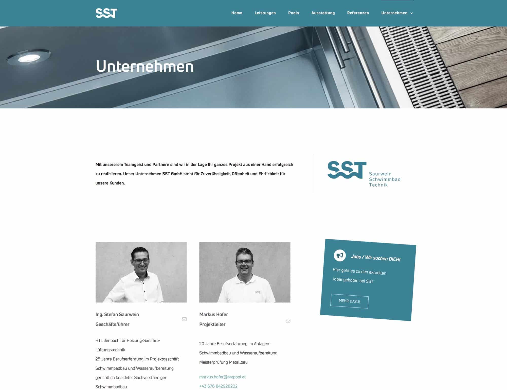 Über SST Saurwein Schwimmbad Technik Website
