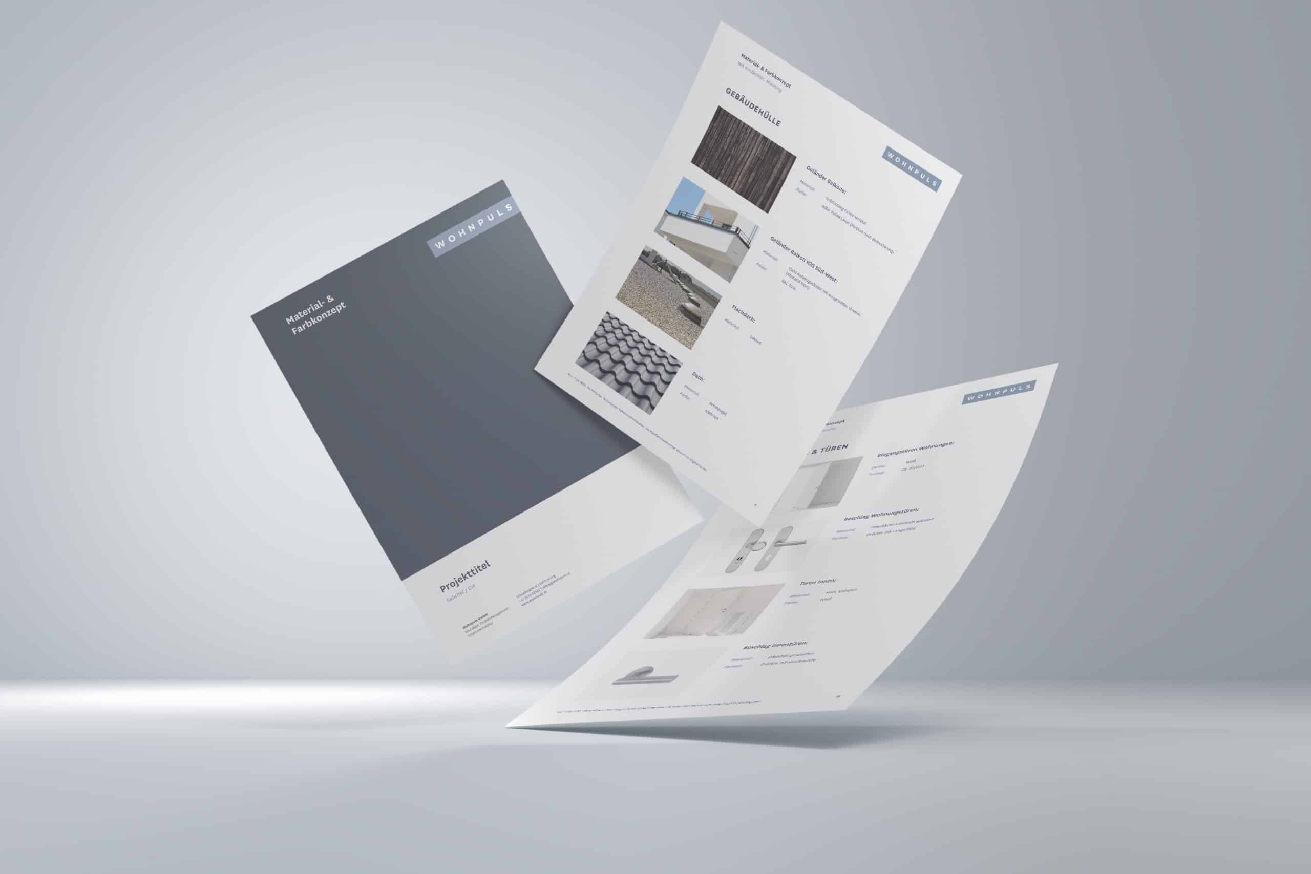 Corporate Design Grafikdesign - Materialkonzept - Wohnpuls GmbH
