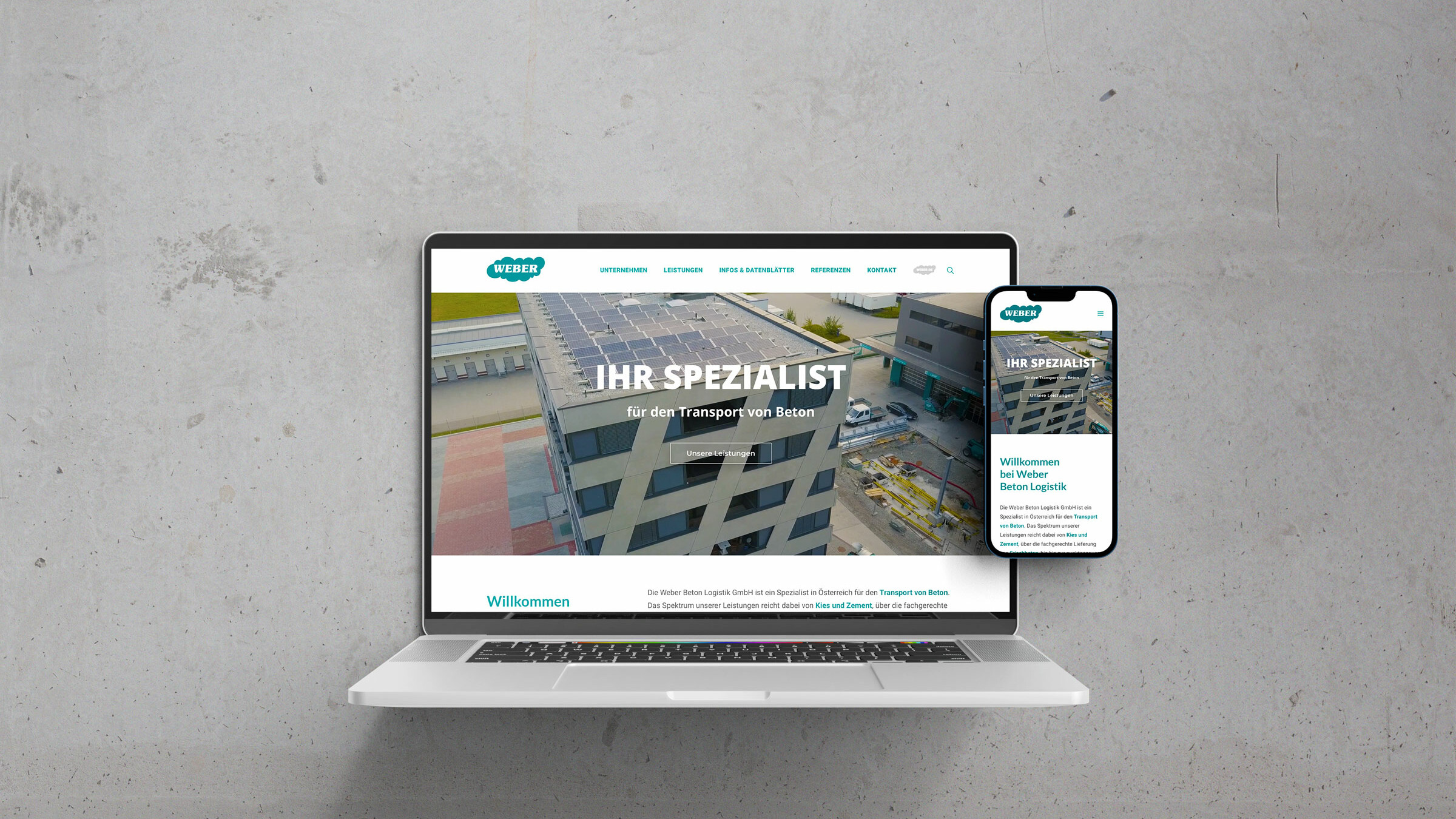 Webdesign Weber Beton GmbH - Webseite responsive - Wordpress