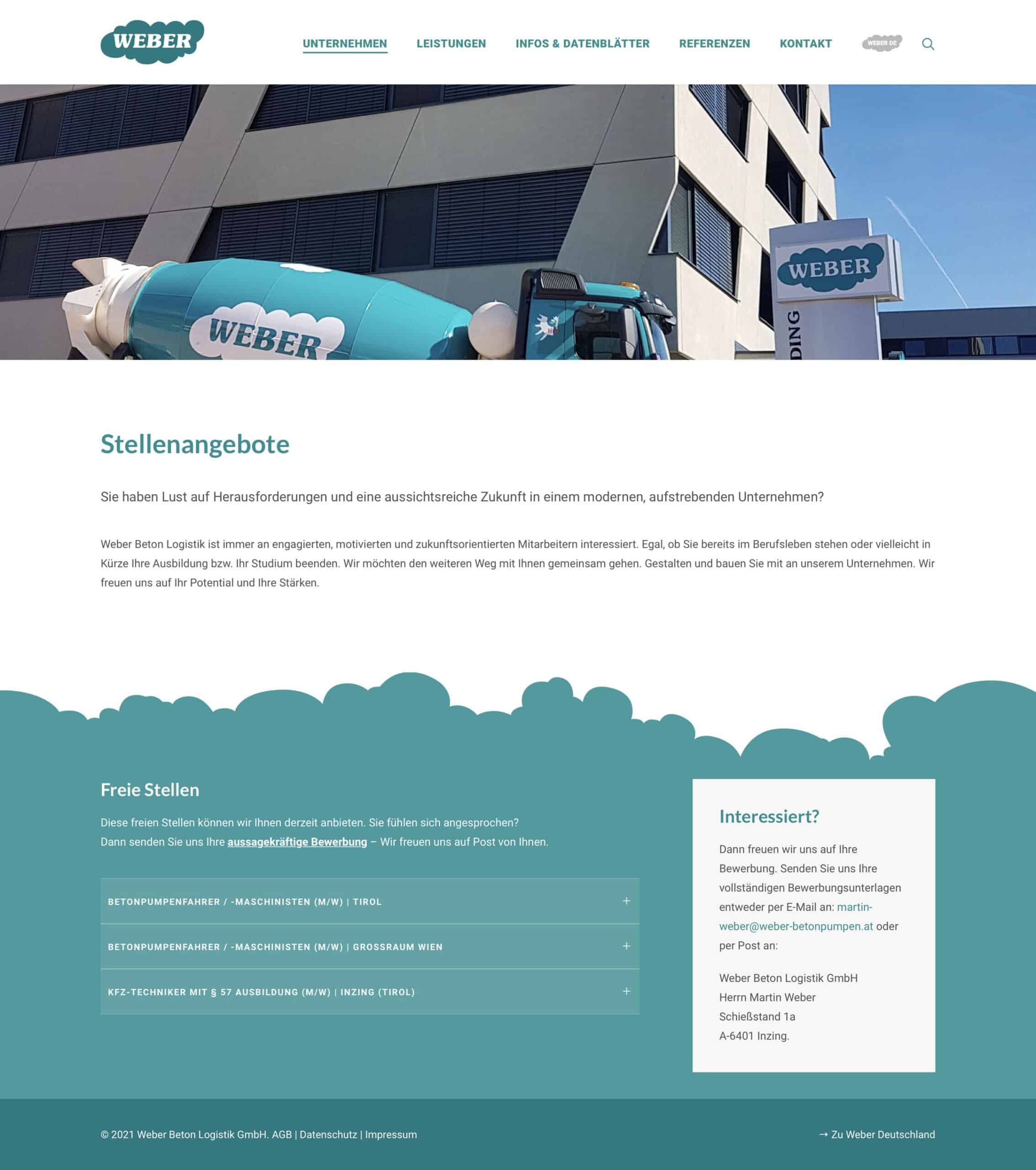 Weber Beton GmbH - Webseite responsive - Wordpress