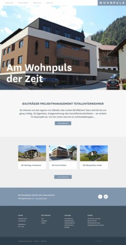 Webseite für Wohnpuls GmbH / Webdesign Tirol